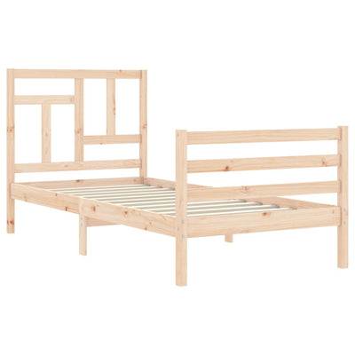 Bed Frame with Headboard Small Single Solid Wood