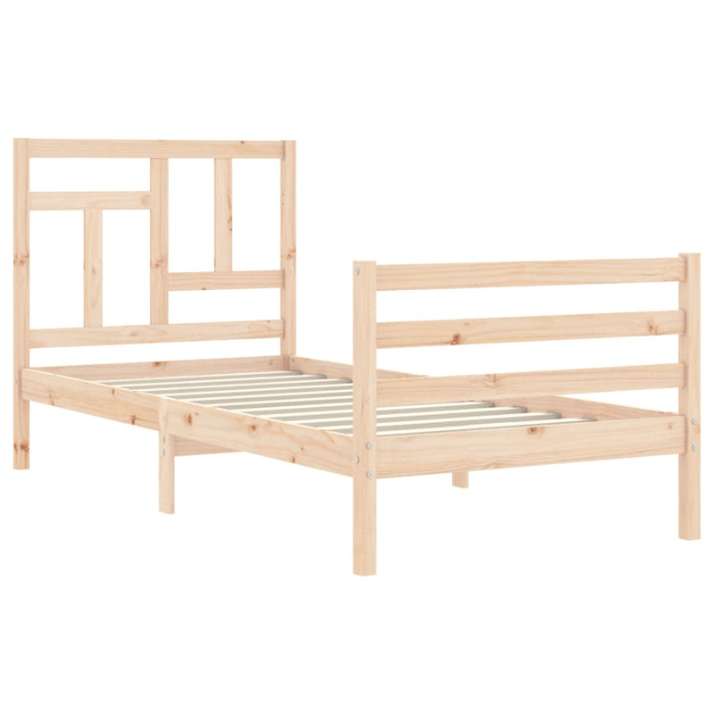 Bed Frame with Headboard Small Single Solid Wood