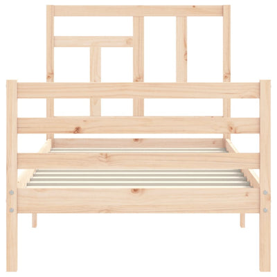 Bed Frame with Headboard Small Single Solid Wood