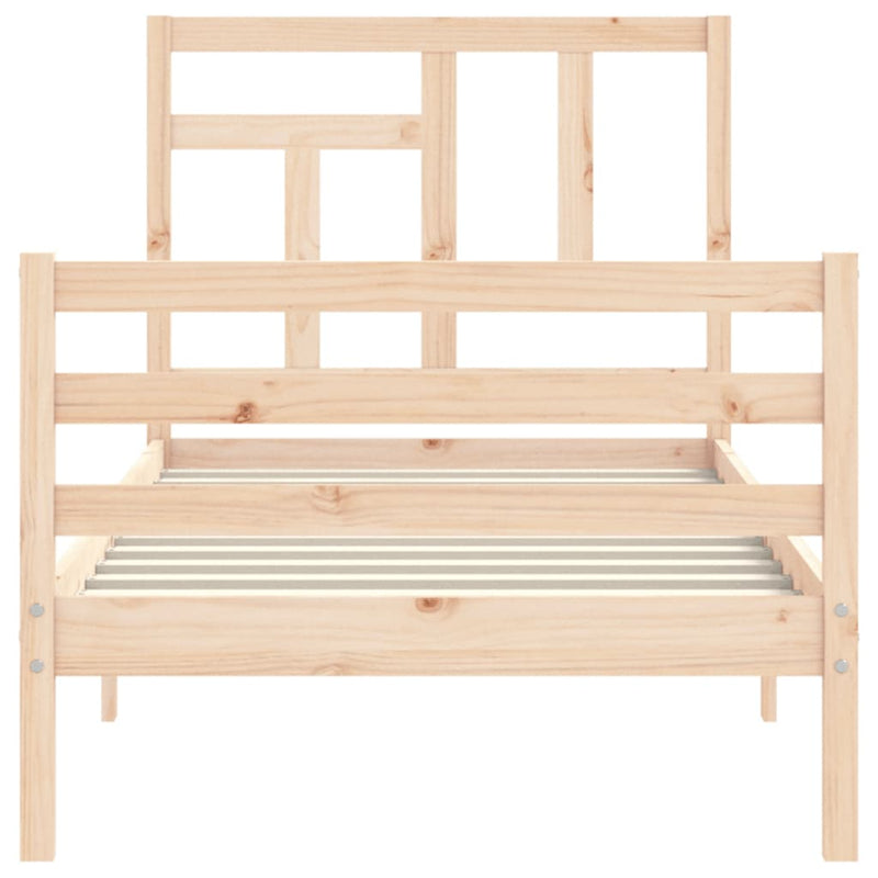 Bed Frame with Headboard Small Single Solid Wood