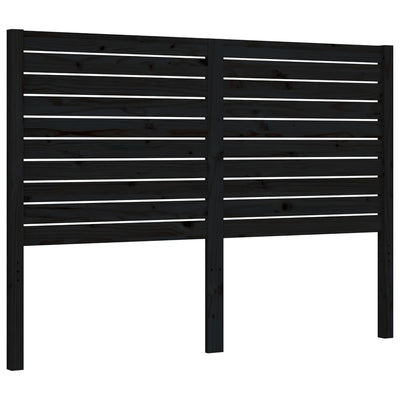 Bed Frame with Headboard Black Double Solid Wood