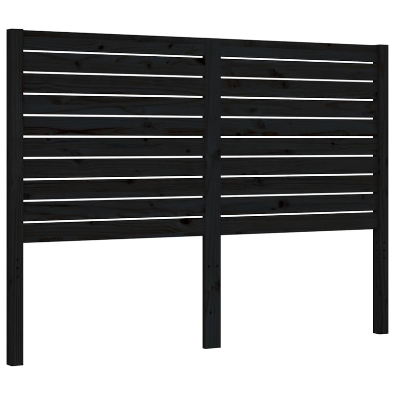 Bed Frame with Headboard Black Double Solid Wood