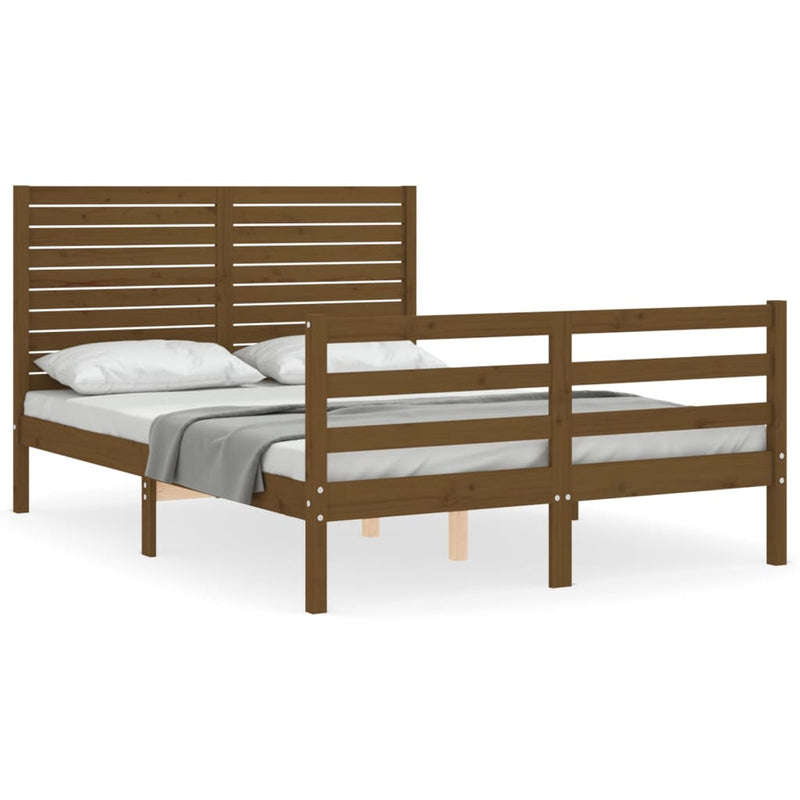 Bed Frame with Headboard Honey Brown 120x200 cm Solid Wood