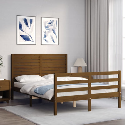 Bed Frame with Headboard Honey Brown 120x200 cm Solid Wood