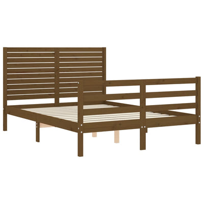 Bed Frame with Headboard Honey Brown 120x200 cm Solid Wood