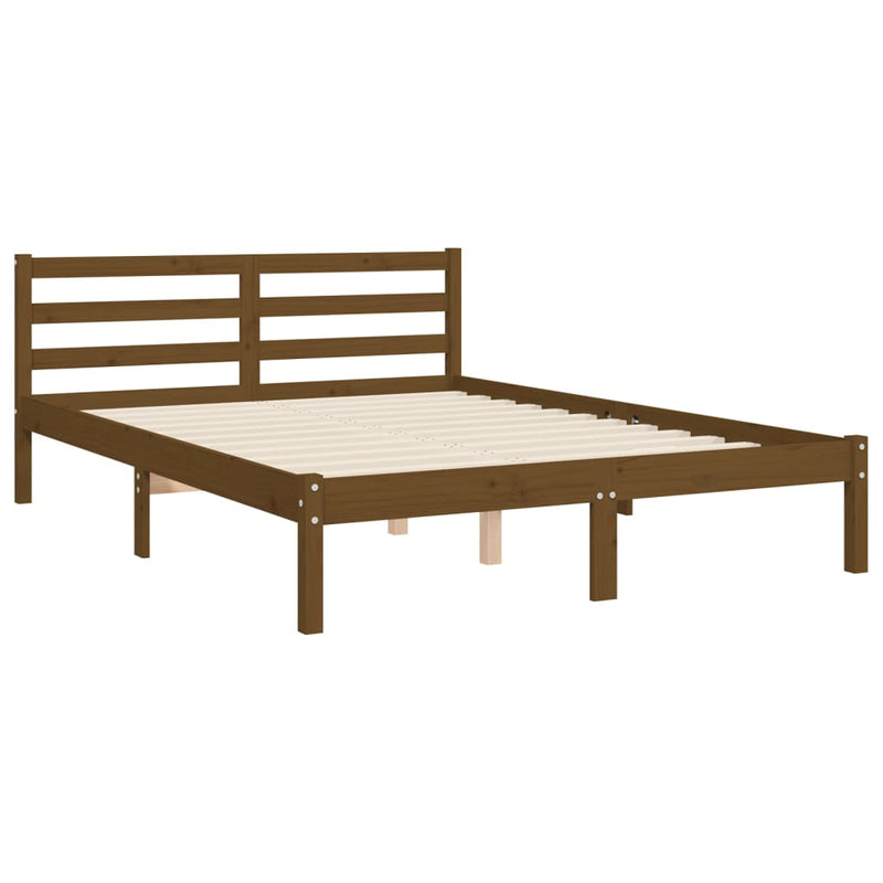 Bed Frame with Headboard Honey Brown 120x200 cm Solid Wood