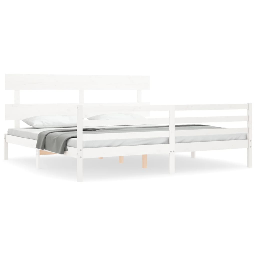 vidaXL Bed Frame without Mattress White 200x200 cm Solid Wood 2