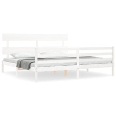 vidaXL Bed Frame without Mattress White 200x200 cm Solid Wood 2