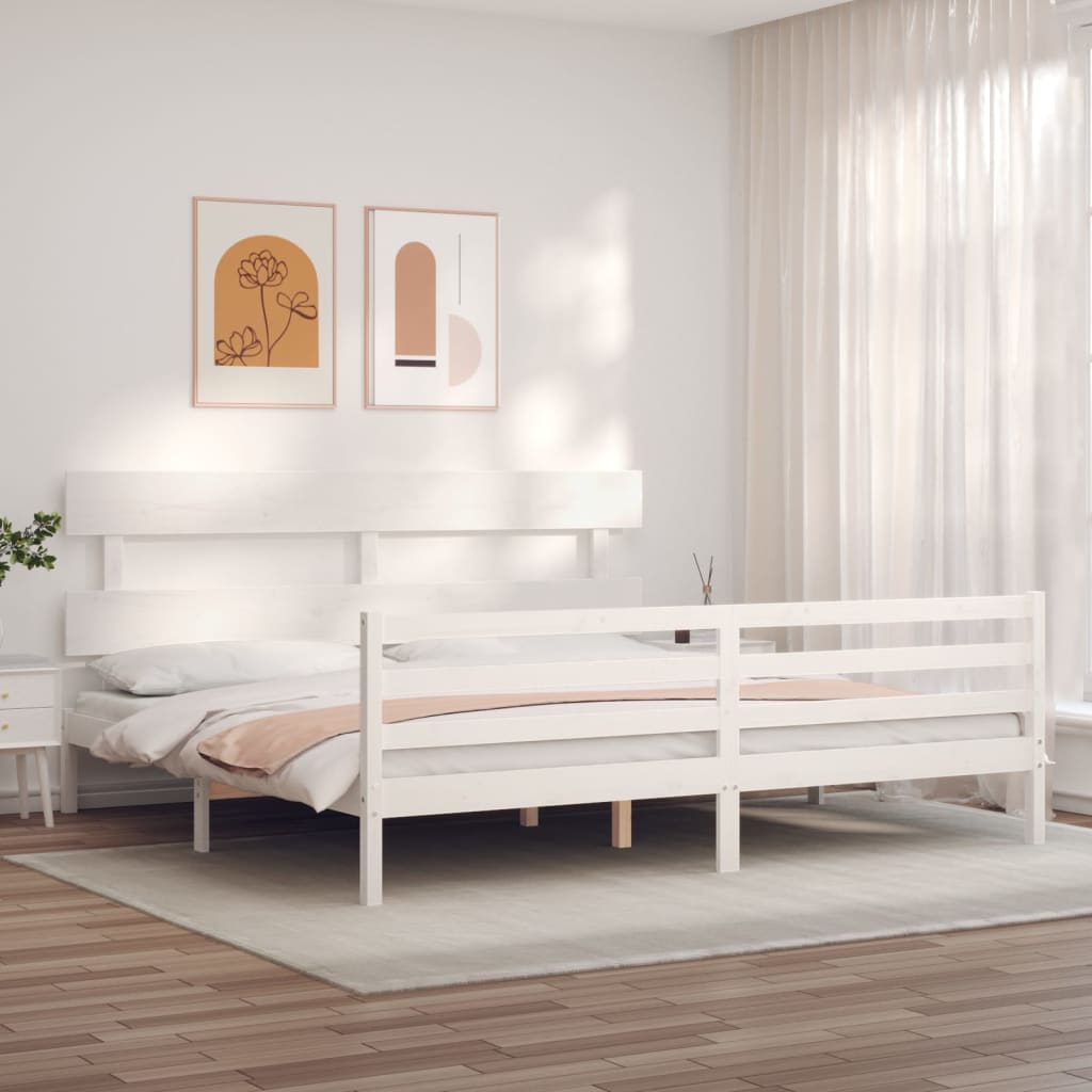 vidaXL Bed Frame without Mattress White 200x200 cm Solid Wood 4