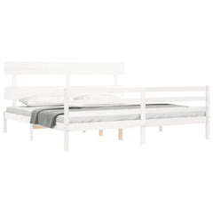 vidaXL Bed Frame without Mattress White 200x200 cm Solid Wood 3