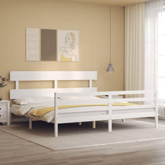 vidaXL Bed Frame without Mattress White 200x200 cm Solid Wood 1