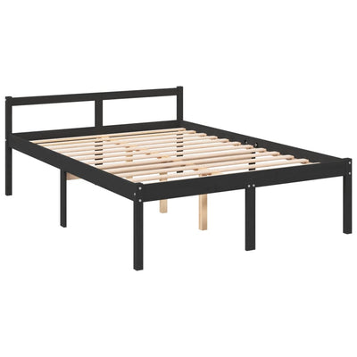 Bed Frame with Headboard Black Small Double Solid Wood