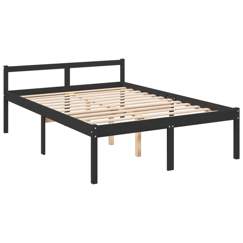 Bed Frame with Headboard Black Small Double Solid Wood