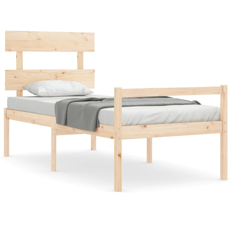 Bed Frame with Headboard 90x200 cm Solid Wood