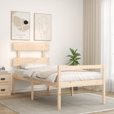 Bed Frame with Headboard 90x200 cm Solid Wood