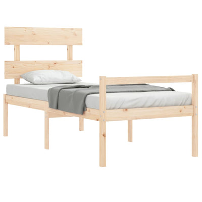 Bed Frame with Headboard 90x200 cm Solid Wood