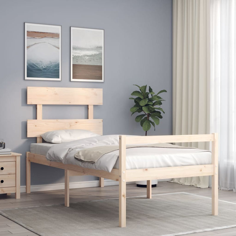 Bed Frame with Headboard 90x200 cm Solid Wood