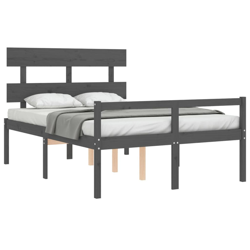 Bed Frame with Headboard Grey 140x200 cm Solid Wood