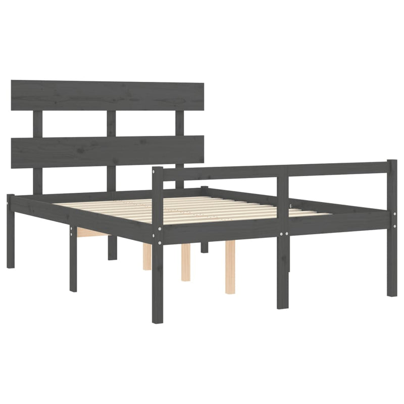 Bed Frame with Headboard Grey 140x200 cm Solid Wood