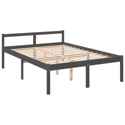 Bed Frame with Headboard Grey 140x200 cm Solid Wood