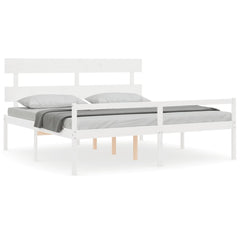 vidaXL Senior Bed without Mattress White 200x200 cm Solid Wood 2