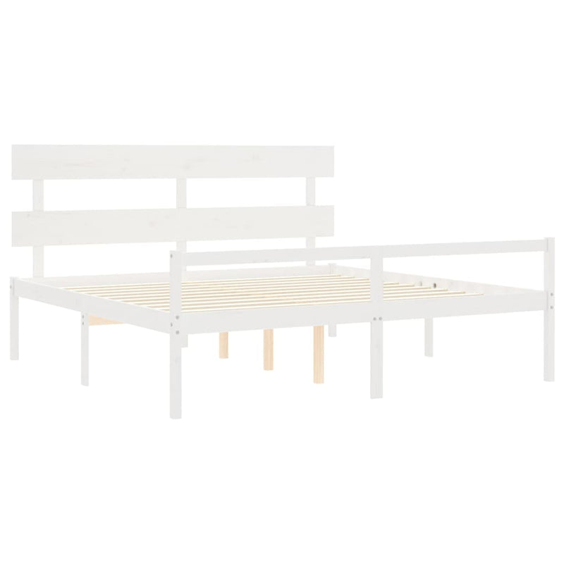 Bed Frame with Headboard White 200x200 cm Solid Wood