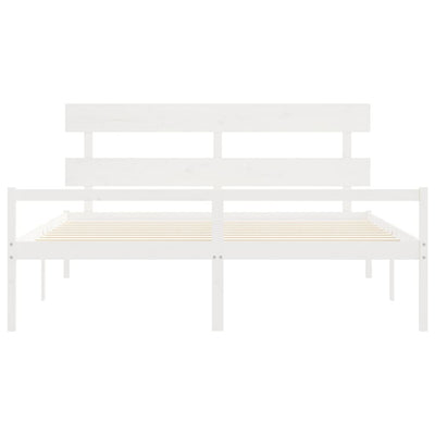 Bed Frame with Headboard White 200x200 cm Solid Wood