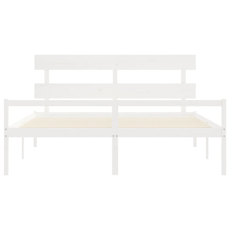 Bed Frame with Headboard White 200x200 cm Solid Wood