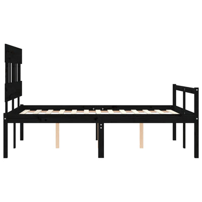 Bed Frame with Headboard Black Small Double Solid Wood