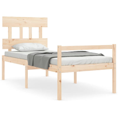 Bed Frame with Headboard 90x200 cm Solid Wood