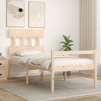 Bed Frame with Headboard 90x200 cm Solid Wood