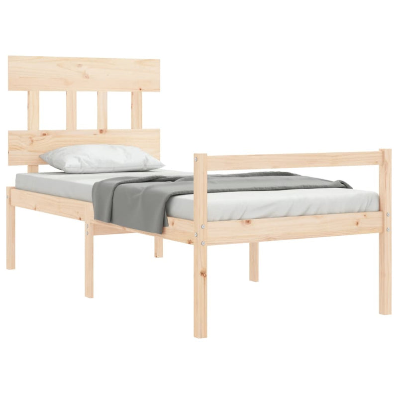 Bed Frame with Headboard 90x200 cm Solid Wood