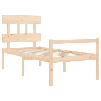 Bed Frame with Headboard 90x200 cm Solid Wood