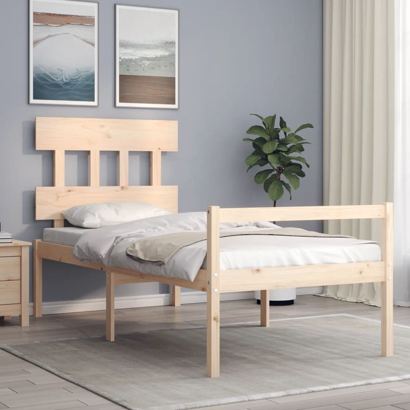 Bed Frame with Headboard 90x200 cm Solid Wood