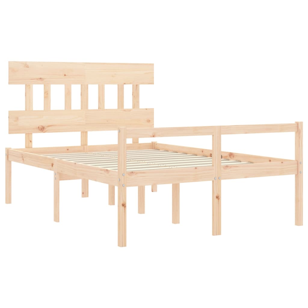 Senior Bed without Mattress Solid Wood High Length 200 cm Natural 120 cm