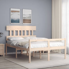 Senior Bed without Mattress Solid Wood High Length 200 cm Natural 120 cm