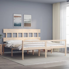 Senior Bed without Mattress Solid Wood High Length 200 cm Natural 200 cm