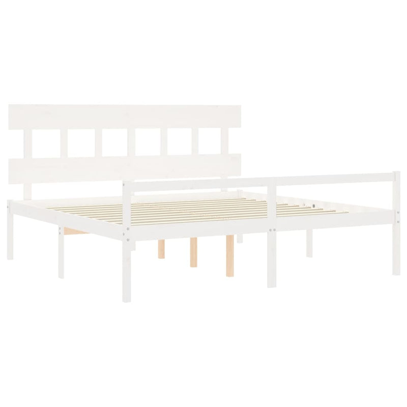 Bed Frame with Headboard White 200x200 cm Solid Wood