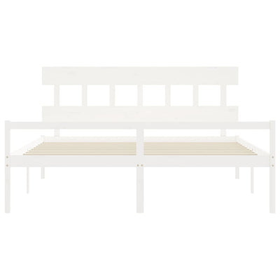 Bed Frame with Headboard White 200x200 cm Solid Wood