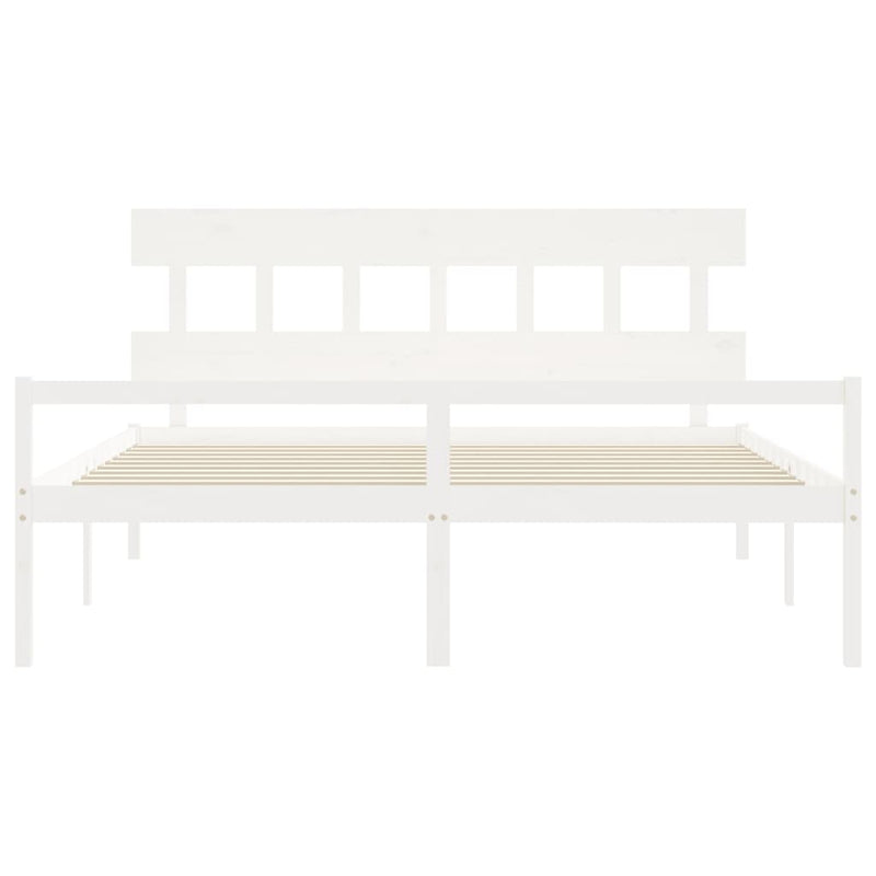 Bed Frame with Headboard White 200x200 cm Solid Wood