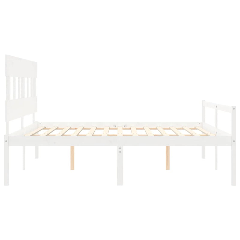 Bed Frame with Headboard White 200x200 cm Solid Wood