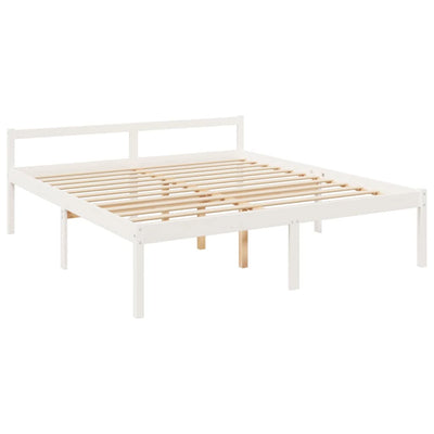 Bed Frame with Headboard White 200x200 cm Solid Wood