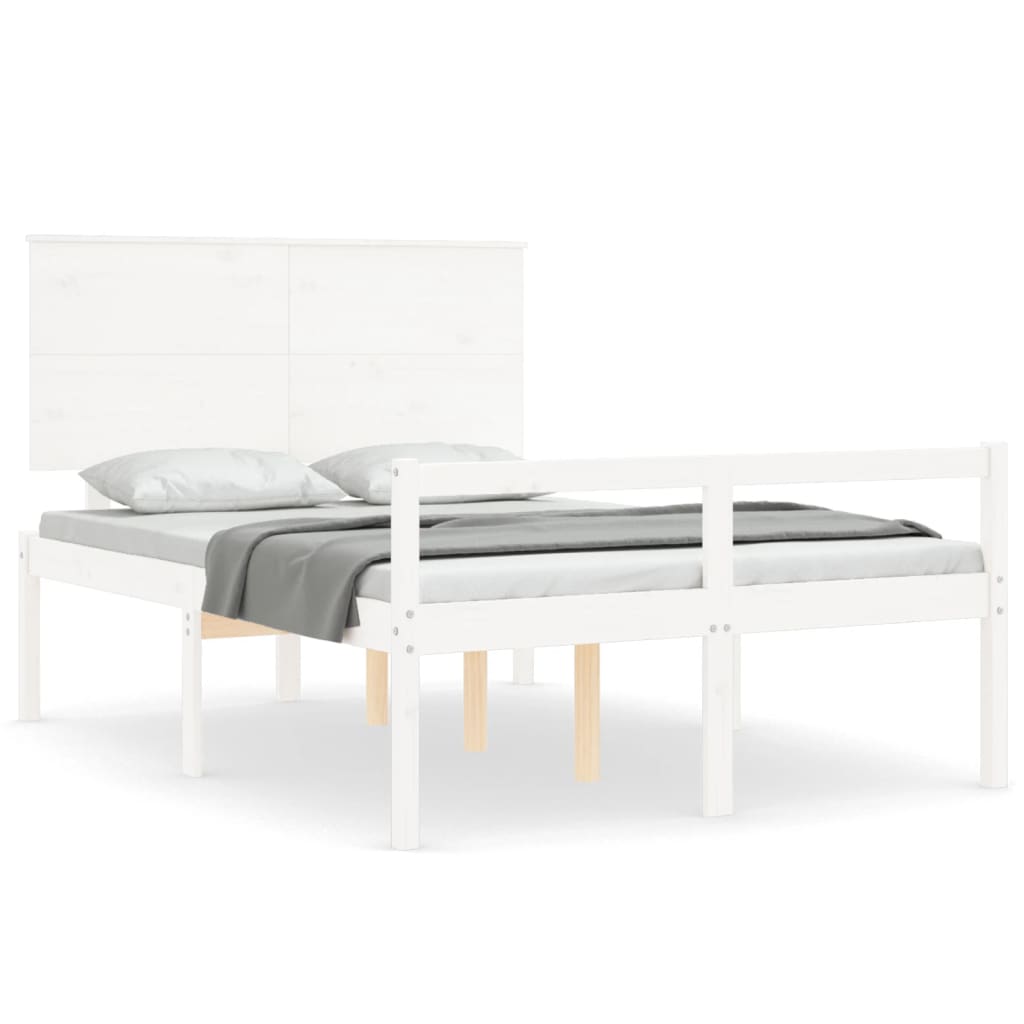 vidaXL Senior Bed without Mattress White Small Double Solid Wood 2