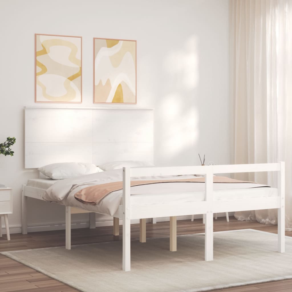 vidaXL Senior Bed without Mattress White Small Double Solid Wood 4