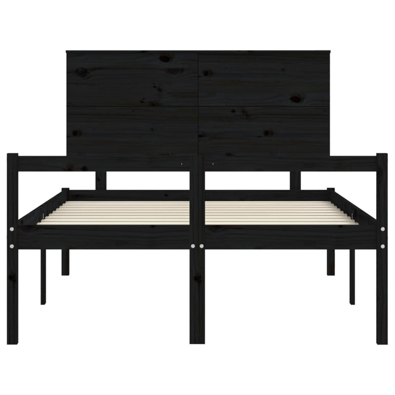 Bed Frame with Headboard Black Small Double Solid Wood