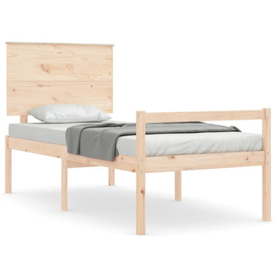 Bed Frame with Headboard 90x200 cm Solid Wood