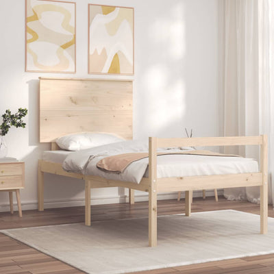 Bed Frame with Headboard 90x200 cm Solid Wood