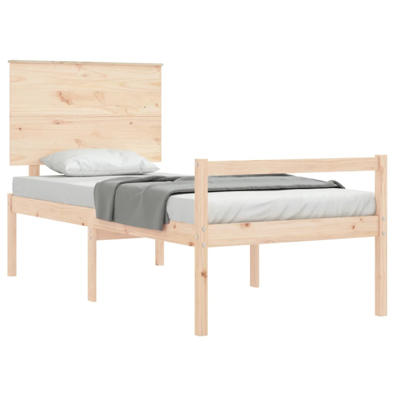 Bed Frame with Headboard 90x200 cm Solid Wood