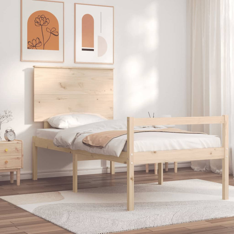 Bed Frame with Headboard 90x200 cm Solid Wood