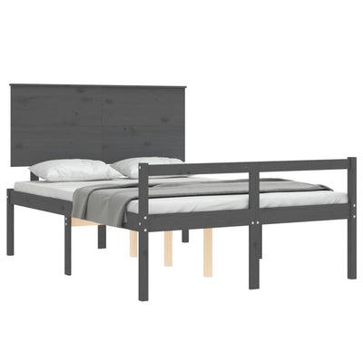 Bed Frame with Headboard Grey 140x200 cm Solid Wood